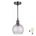 BRILAGI - LED rippvalgusti juhtmel RETRO GLASS 1xE27/60W/230V läbimõõt 25 cm must/suitsuhall