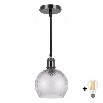 BRILAGI - LED rippvalgusti juhtmel RETRO GLASS 1xE27/60W/230V läbimõõt 25 cm must/suitsuhall