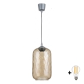 BRILAGI - LED rippvalgusti juhtmel RETRO GLASS 1xE27/60W/230V Ø 14 cm hõbe/suitsupruun