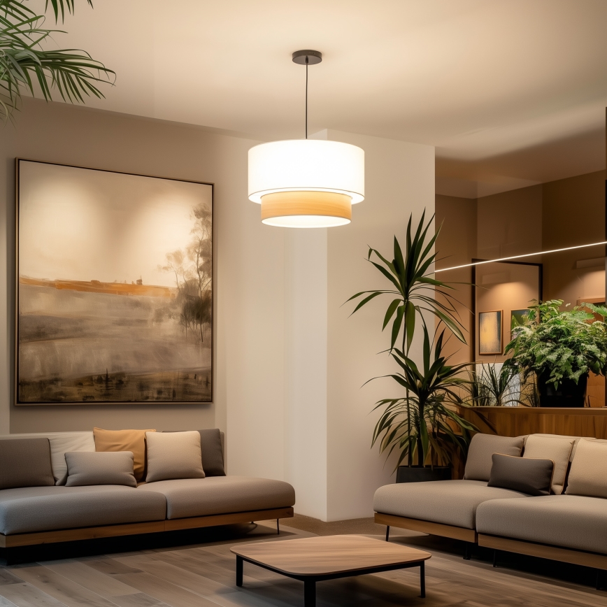 Brilagi - LED-rippvalgusti kaabliga CERIA 1xE27/40W/230V Ø 50 cm valge/beež