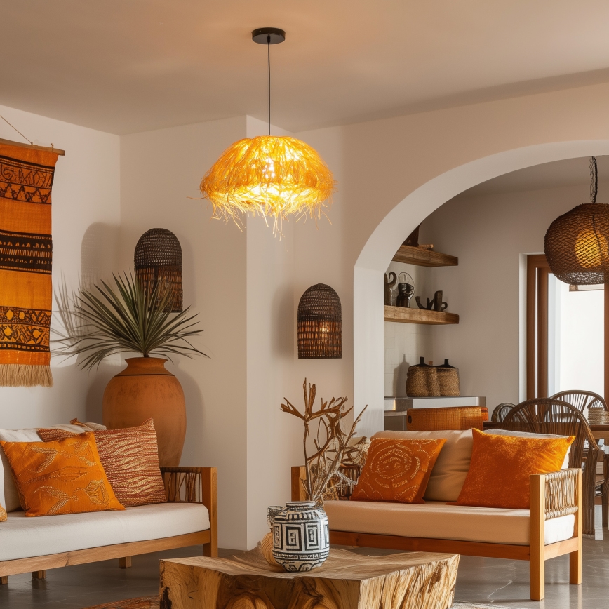 Brilagi - LED rippvalgusti kaabliga CERIA BOHO 1xE27/40W/230V, läbimõõt 40 cm, rafia