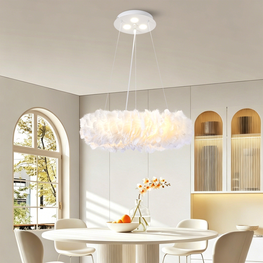 BRILAGI - LED-rippvalgusti kaabliga FEATHER 3xE27/40W/230V + 3xLED/3W läbimõõt 40 cm valge