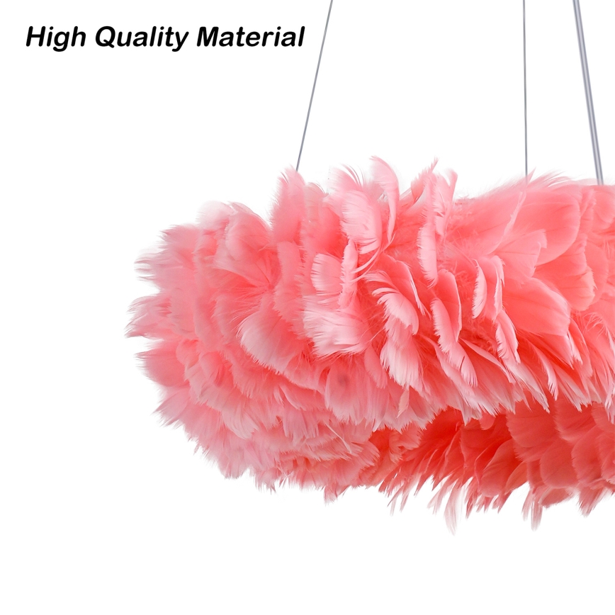 BRILAGI - LED-rippvalgusti kaabliga FEATHER 3xE27/40W/230V + 3xLED/3W läbimõõt 50 cm roosa