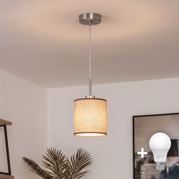 Brilagi - LED-rippvalgusti kaabliga NUBILA 1xE27/60W/230V läbimõõt 14 cm pruun