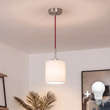 Brilagi - LED rippvalgusti kaabliga NUBILA 1xE27/60W/230V läbimõõt 14 cm punane/valge