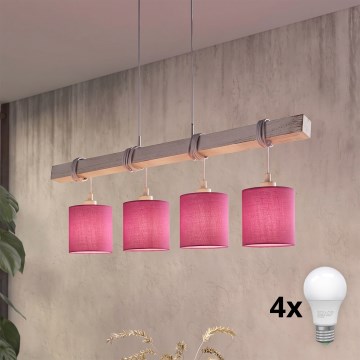 BRILAGI - LED rippvalgusti kaabliga NUBILA 4xE27/60W/230V hall/roosa