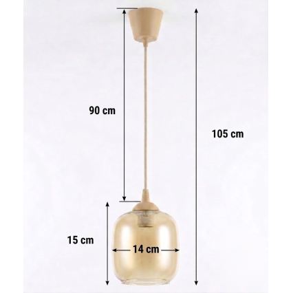 BRILAGI - LED-rippvalgusti kaabliga RETRO GLASS 1xE27/60W/230V Ø 14 cm beež/suitsupruun