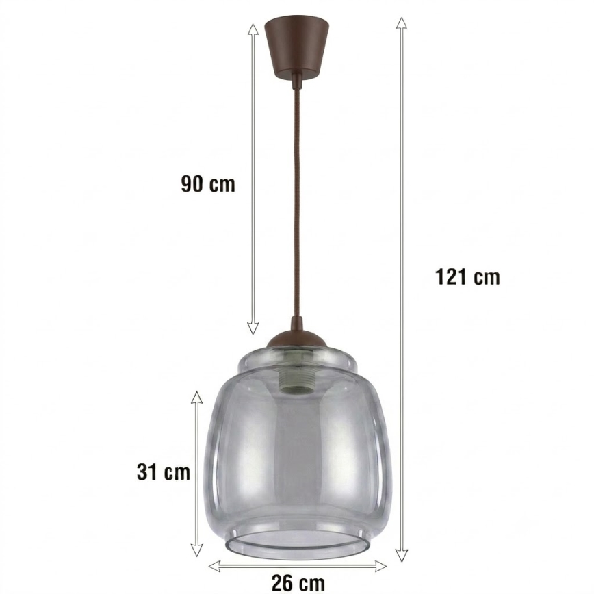 BRILAGI - LED-ripatslühter kaablil RETRO GLASS 1xE27/60W/230V läbimõõt 26 cm pruun/suitsuhall