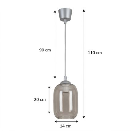 BRILAGI - LED-lühter riputuskaabliga RETRO GLASS 1xE27/60W/230V läbimõõt 14 cm hõbedane/suitsuhall