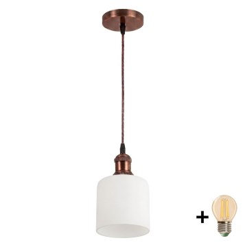 BRILAGI - LED-rippvalgusti kaabliga RETRO GLASS 1xE27/60W/230V läbimõõt 13 cm vask/valge