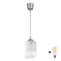 BRILAGI - LED-rippvalgusti kaabliga RETRO GLASS 1xE27/60W/230V läbimõõt 14 cm hõbe/valge