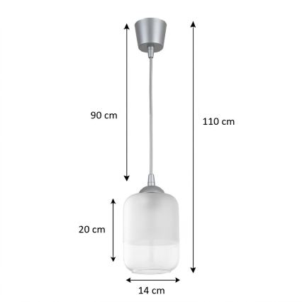 BRILAGI - LED-rippvalgusti kaabliga RETRO GLASS 1xE27/60W/230V läbimõõt 14 cm hõbe/valge