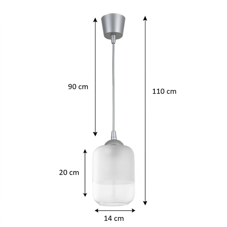 BRILAGI - LED-rippvalgusti kaabliga RETRO GLASS 1xE27/60W/230V läbimõõt 14 cm hõbe/valge