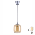 BRILAGI - LED-rippvalgusti kaabliga RETRO GLASS 1xE27/60W/230V läbimõõt 14 cm hõbedane/suitsupruun