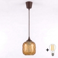 BRILAGI - LED-rippvalgusti kaabliga RETRO GLASS 1xE27/60W/230V läbimõõt 14 cm pruun/suitsune pruun
