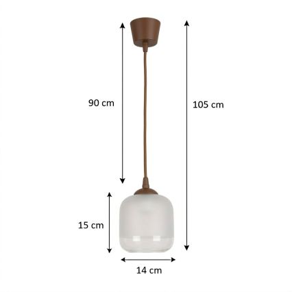 BRILAGI - LED-rippvalgusti kaabliga RETRO GLASS 1xE27/60W/230V läbimõõt 14 cm pruun/valge