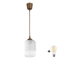BRILAGI - LED-rippvalgusti kaabliga RETRO GLASS 1xE27/60W/230V, läbimõõt 14 cm, pruun/valge
