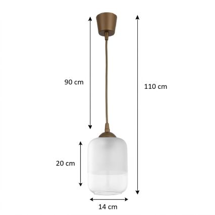 BRILAGI - LED-rippvalgusti kaabliga RETRO GLASS 1xE27/60W/230V, läbimõõt 14 cm, pruun/valge