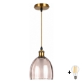 BRILAGI - LED rippvalgusti kaabliga RETRO GLASS 1xE27/60W/230V läbimõõt 17 cm kuldne/suitsune beež