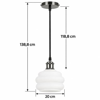 BRILAGI - LED rippvalgusti kaabliga RETRO GLASS 1xE27/60W/230V läbimõõt 20 cm must/valge