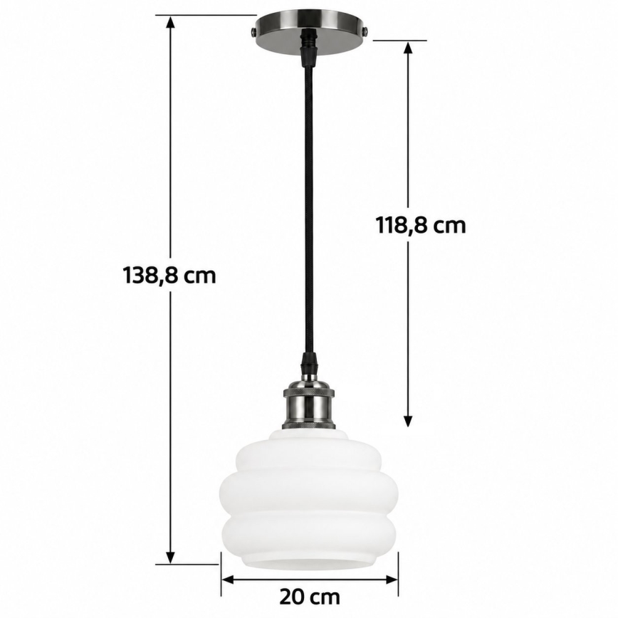 BRILAGI - LED rippvalgusti kaabliga RETRO GLASS 1xE27/60W/230V läbimõõt 20 cm must/valge