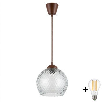 BRILAGI - LED-rippvalgusti kaabliga RETRO GLASS 1xE27/60W/230V läbimõõt 25 cm pruun/suitsuhall