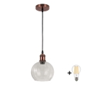 BRILAGI - LED-rippvalgusti kaabliga RETRO GLASS 1xE27/60W/230V läbimõõt 25 cm vaskne/läbipaistev