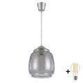 BRILAGI - LED-rippvalgusti kaabliga RETRO GLASS 1xE27/60W/230V, läbimõõt 26 cm, hõbe/suitsuhall