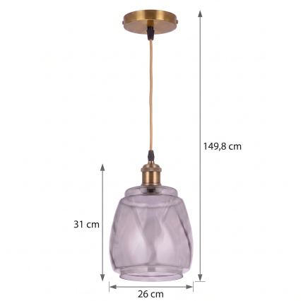 BRILAGI - LED lühter traadil RETRO GLASS 1xE27/60W/230V läbimõõt 26 cm kuldne/suitsuhall