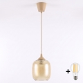 BRILAGI - LED-rippvalgusti kaabliga RETRO GLASS 1xE27/60W/230V Ø 14 cm beež/suitsupruun