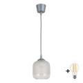 BRILAGI - LED rippvalgusti kaabliga RETRO GLASS 1xE27/60W/230V Ø 14 cm hõbedane/valge