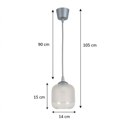 BRILAGI - LED rippvalgusti kaabliga RETRO GLASS 1xE27/60W/230V Ø 14 cm hõbedane/valge