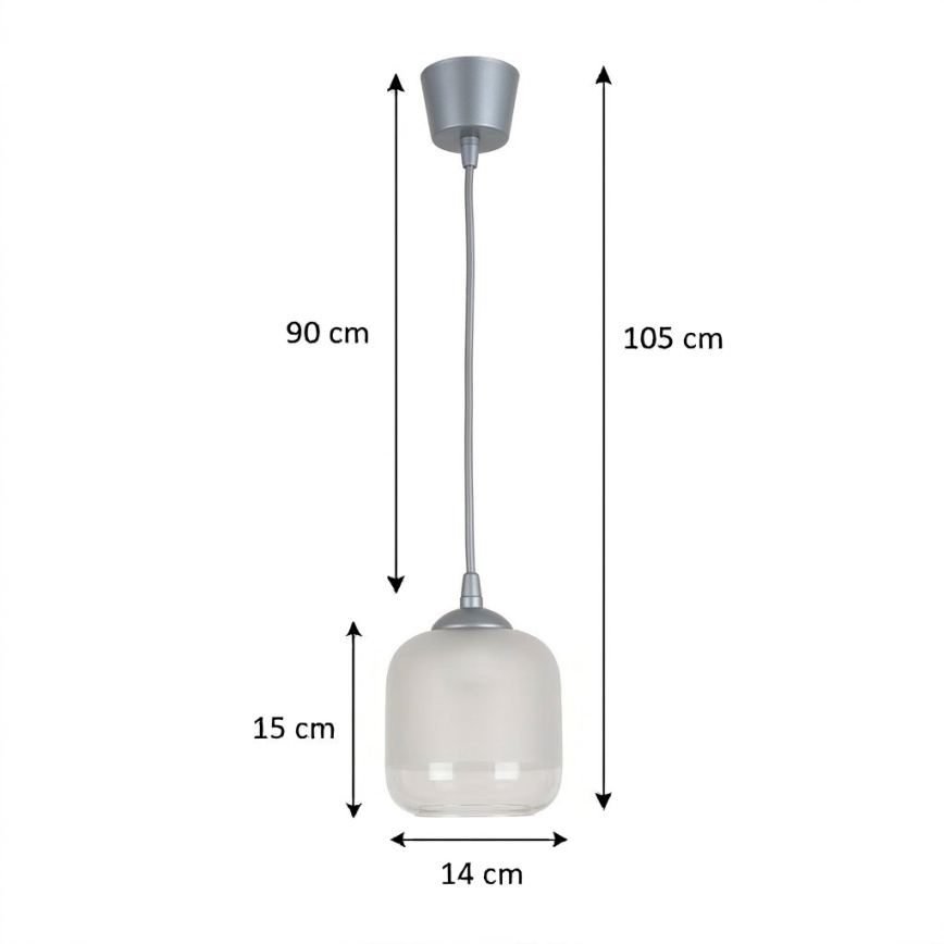 BRILAGI - LED rippvalgusti kaabliga RETRO GLASS 1xE27/60W/230V Ø 14 cm hõbedane/valge