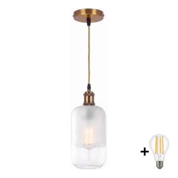 BRILAGI - LED rippvalgusti kaabliga RETRO GLASS 1xE27/60W/230V Ø 14 cm kuldne/valge