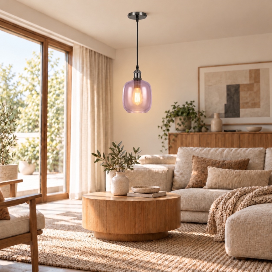 BRILAGI - LED ripplamp kaablil RETRO GLASS 1xE27/60W/230V läbimõõt 14 cm must/suitsuhall