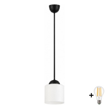 BRILAGI - LED rippvalgusti kaabliga RETRO GLASS 1xE27/60W/230V Ø 14 cm must/valge