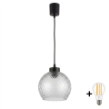 BRILAGI - LED-rippvalgusti kaabliga RETRO GLASS 1xE27/60W/230V Ø 25 cm must/suitsuhall