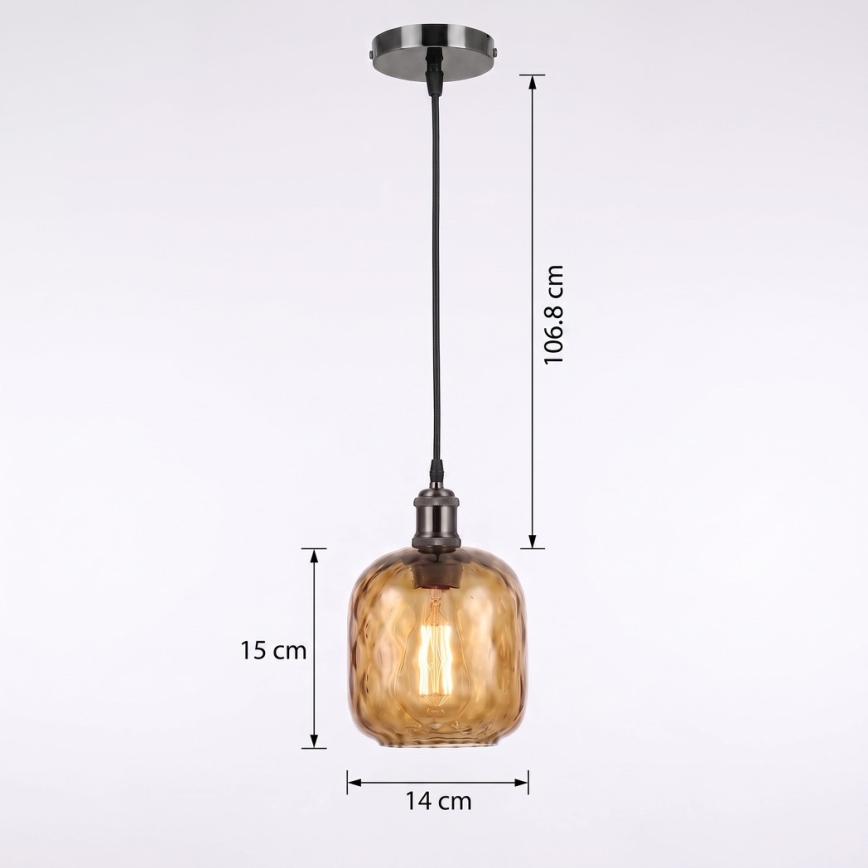 BRILAGI - LED ripplühter kaabliga RETRO GLASS 1xE27/60W/230V läbimõõt 14 cm must/suitsutud pruun