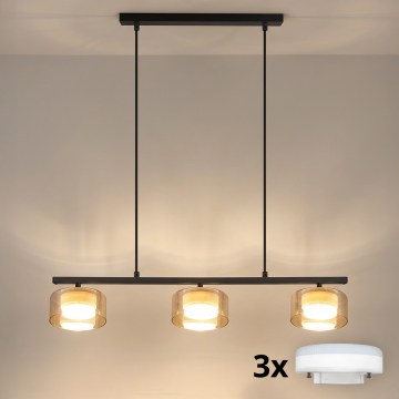 Brilagi - LED Rippvalgusti kaablil AURA LUX 3xGX53/30W/230V must/kuldne