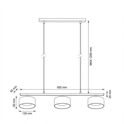 Brilagi - LED Rippvalgusti kaablil AURA LUX 3xGX53/30W/230V must/kuldne