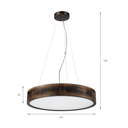 Brilagi - LED-rippvalgusti kaablil CARVALHO SMOKEY 3xE27/60W/230V tamm, läbimõõt 47,5 cm