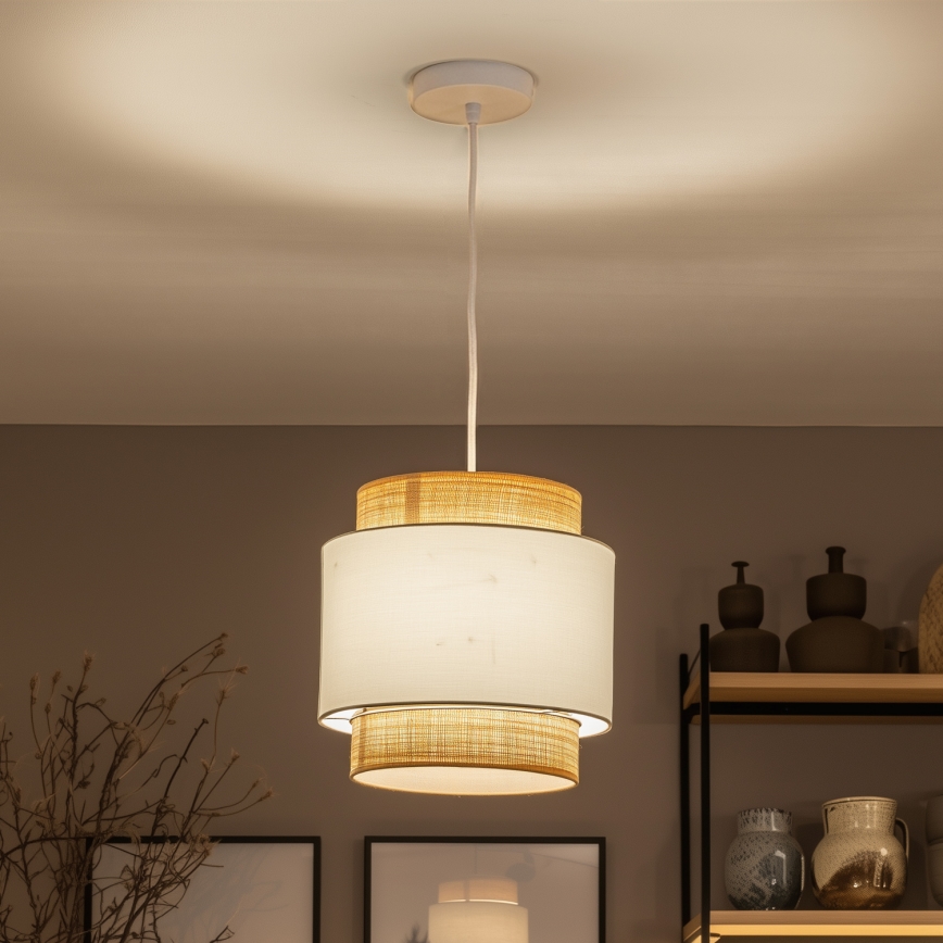 Brilagi - LED-rippvalgusti kaablil CERIA 1xE27/40W/230V läbimõõt 30 cm beež/valge