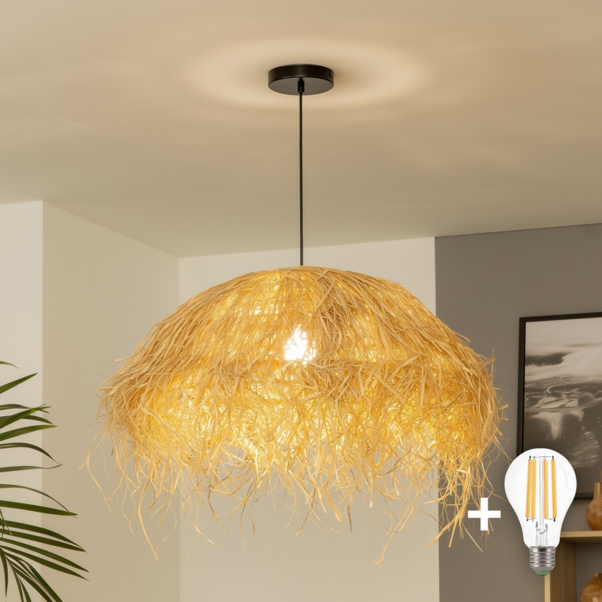 Brilagi - LED-rippvalgusti kaablil CERIA BOHO 1xE27/40W/230V, läbimõõt 60 cm, rafia