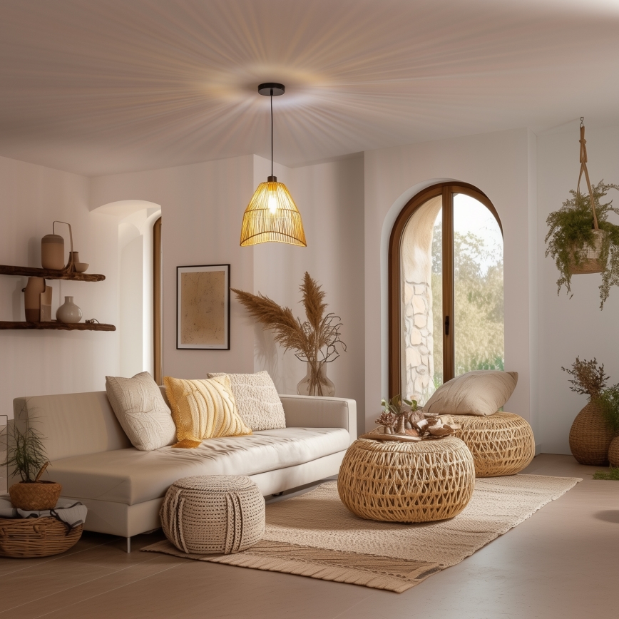 Brilagi - LED-rippvalgusti kaablil CERIA BOHO 1xE27/40W/230V Ø 30 cm, pruun