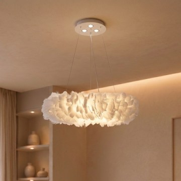 BRILAGI - LED-rippvalgusti kaablil FEATHER 3xE27/40W/230V + 3xLED/3W, läbimõõt 50 cm, valge