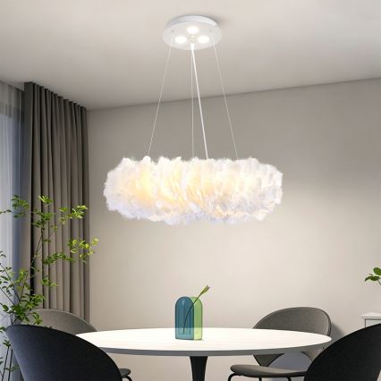 BRILAGI - LED-rippvalgusti kaablil FEATHER 3xE27/40W/230V + 3xLED/3W, läbimõõt 50 cm, valge
