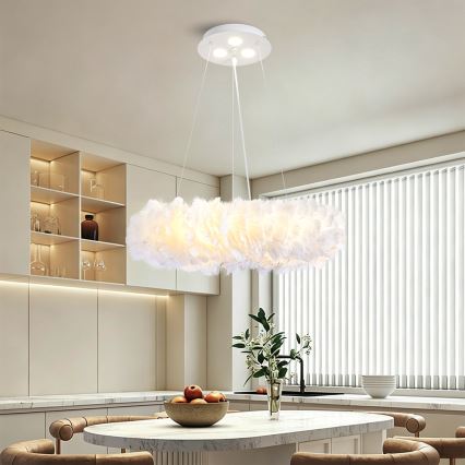 BRILAGI - LED-rippvalgusti kaablil FEATHER 3xE27/40W/230V + 3xLED/3W, läbimõõt 50 cm, valge