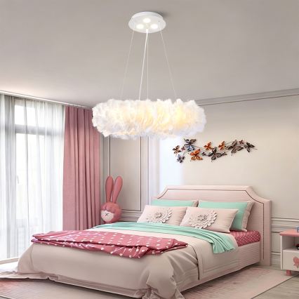 BRILAGI - LED-rippvalgusti kaablil FEATHER 3xE27/40W/230V + 3xLED/3W, läbimõõt 50 cm, valge
