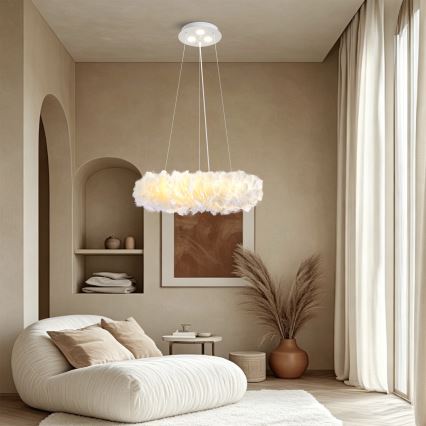 BRILAGI - LED-rippvalgusti kaablil FEATHER 3xE27/40W/230V + 3xLED/3W, läbimõõt 50 cm, valge