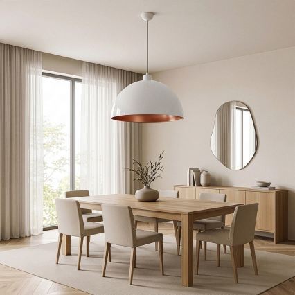 BRILAGI - LED-rippvalgusti kaablil METALO 1xE27/40W/230V läbimõõt 60 cm valge/vaskne